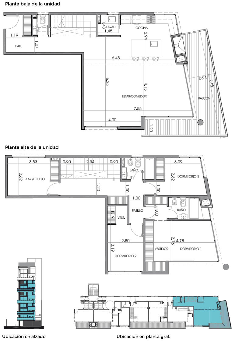 Departamentos Dúplex 5 ambientes 2º 4º 6º Piso